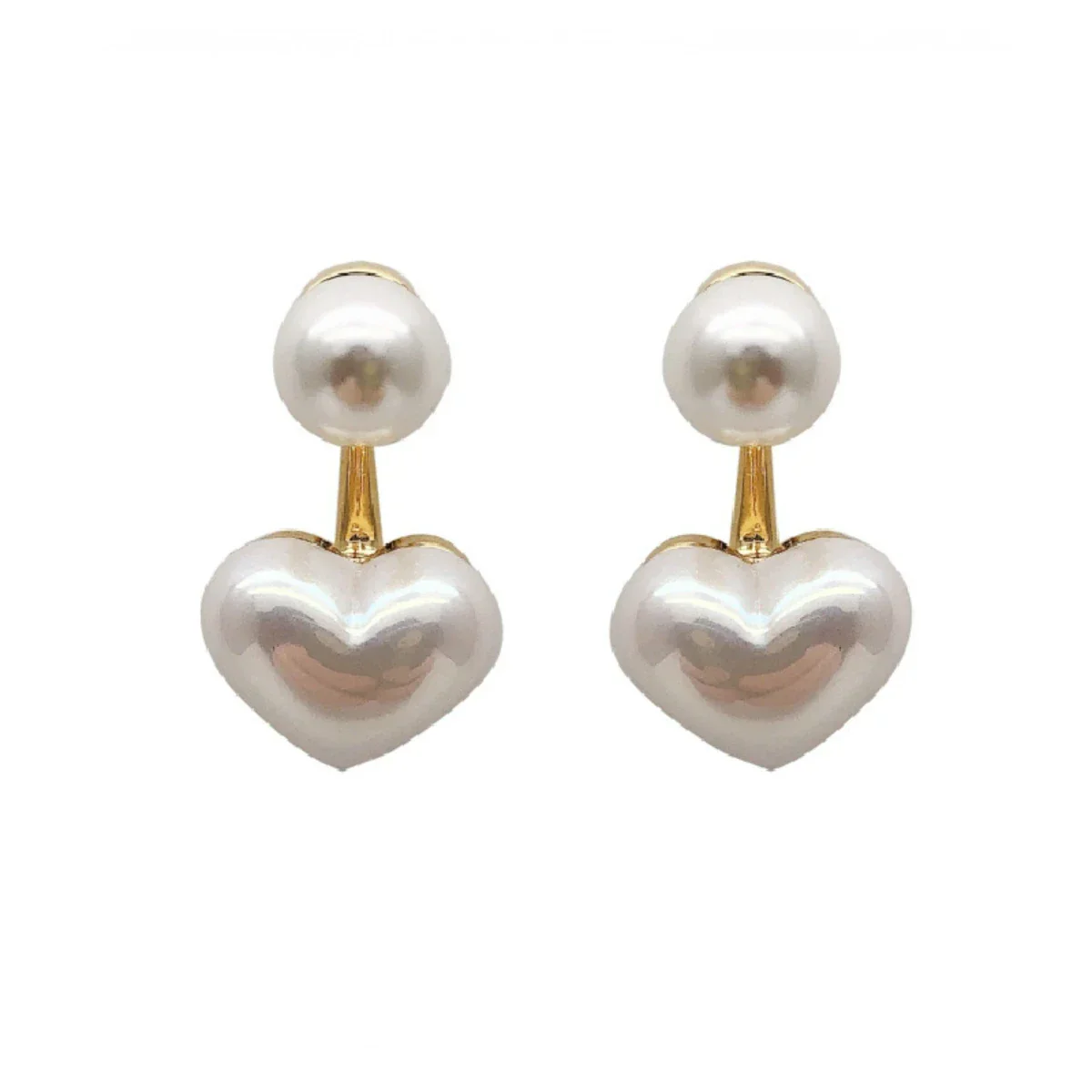 1 Pair Of European And American Simple Temperament Lady Love Pearl Cold Wind Earrings - Image 2